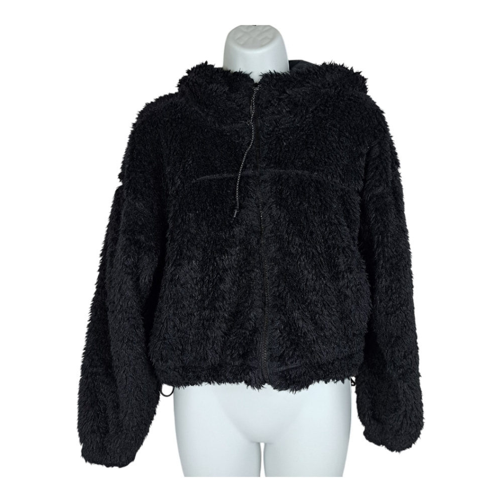 Women's BDG Urban Outfitters Cropped Teddy‎ Jacket, M, Black